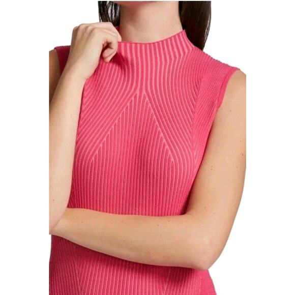 Acler Rickman Dress Sz 6 Berry Pink Ribbed Knit Midi Designer Bodycon EUC - Picture 3 of 10